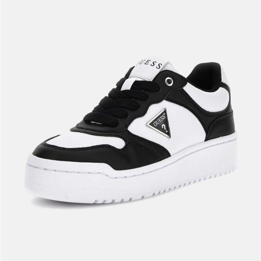 Guess Miram Platform Lace-Up Court Sneaker Black/White Panda - 9.5M